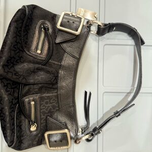 DKNY Black Shoulder Bag with Silver Buckles